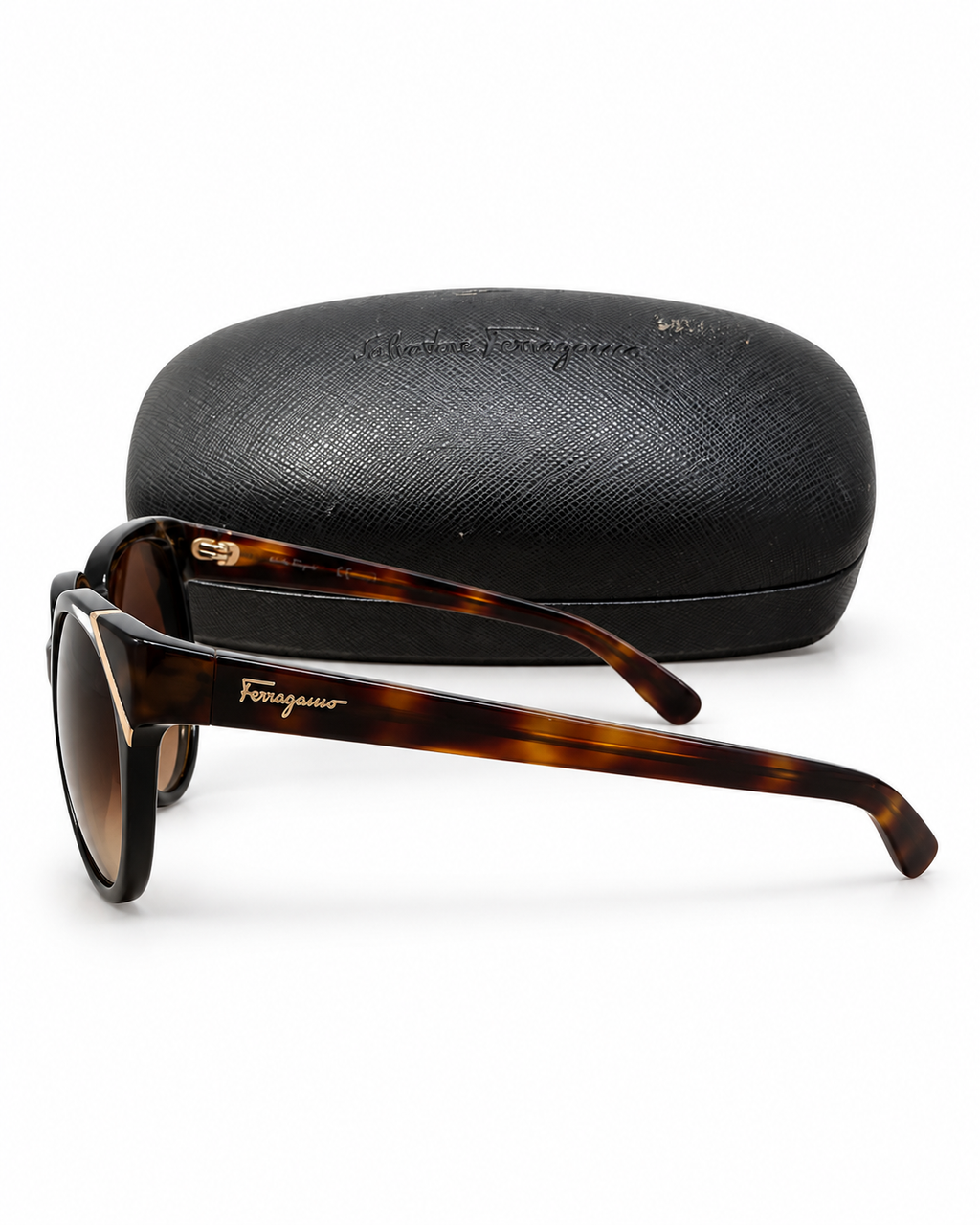 Salvatore Ferragamo Cat-Eye Sunglasses – Dark Tortoise/Brown Gradient