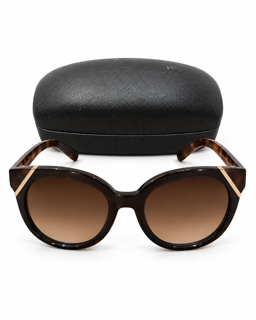 Salvatore Ferragamo Cat-Eye Sunglasses – Dark Tortoise/Brown Gradient